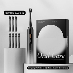 COMBO BÀN CHẢI ĐIỆN SÓNG ÂM APIYOO TB01 - BLACKGRAY ( 7 ĐẦU CHẢI )