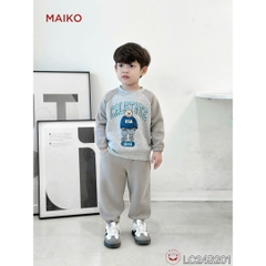 Bộ nỉ bông bé trai phối tay họa tiết gấu Wang dễ thương LC24B201