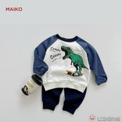 Bộ bé trai cotton da cá in khủng long  LCB149
