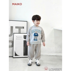 Bộ nỉ bông bé trai phối tay họa tiết gấu Wang dễ thương LC24B201