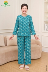 Bộ cotton rayon trung niên quần dài áo dài tay B50.5167