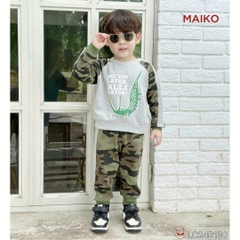 Bộ bé trai rằn ri cotton da cá in cá sấu LCB130