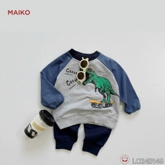 Bộ bé trai cotton da cá in khủng long  LCB149