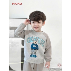 Bộ nỉ bông bé trai phối tay họa tiết gấu Wang dễ thương LC24B201