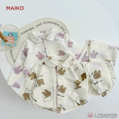 Set pijama đũi xốp họa tiết thỏ đáng yêu LCB123