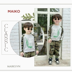 Bộ bé trai rằn ri cotton da cá in cá sấu LCB130