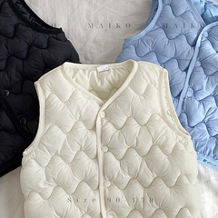 Áo gile phao trơn quả trám Bé trai/Bé gái từ 1-5 Tuổi