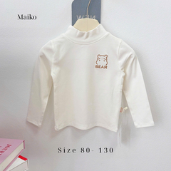 Áo giữ nhiệt thêu nơ & gấu Bé gái 80-130
