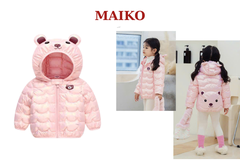 Áo phao nhũ mũ gấu Bé trai - Bé gái 80/120