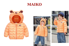 Áo phao nhũ mũ gấu Bé trai - Bé gái 80/120