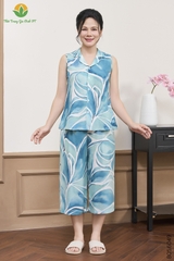 Bộ lanh trung niên quần lửng áo sát nách