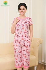 Bộ lanh trung niên quần lửng áo cộc tay