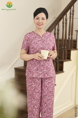 Bộ lanh trung niên quần lửng áo cộc tay B06.6052