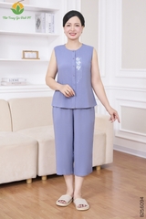 Bộ lanh trung niên quần lửng áo sát nách