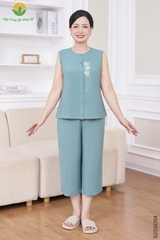 Bộ lanh trung niên quần lửng áo sát nách