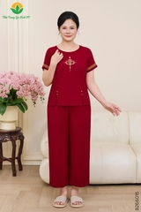 Bộ lanh trung niên quần lửng dài áo cộc tay