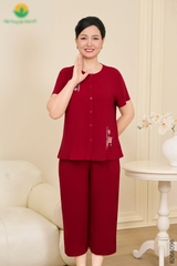 Bộ lanh trung niên quần lửng áo cộc tay