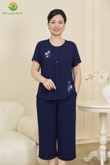Bộ lanh trung niên quần lửng áo cộc tay
