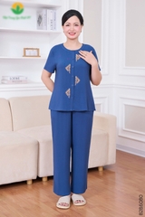 Bộ lanh trung niên quần dài áo cộc tay