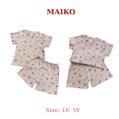 Bộ cotton cộc tay in tràn Bé gái BCBG2025