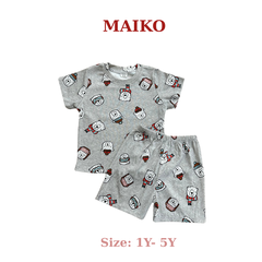 Bộ cotton cộc tay in tràn BÉ TRAI 80-120