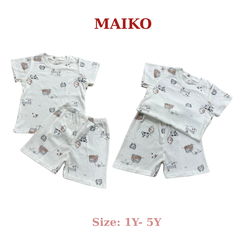 Bộ cotton cộc tay in tràn BÉ TRAI 80-120