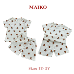 Bộ cotton cộc tay in tràn BÉ TRAI 80-120