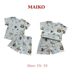 Bộ cotton cộc tay in tràn BÉ TRAI 80-120