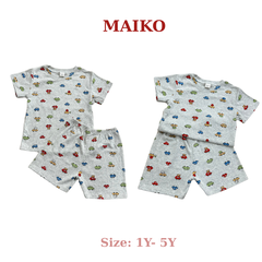 Bộ cotton cộc tay in tràn BÉ TRAI 80-120