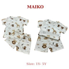 Bộ cotton cộc tay in tràn BÉ TRAI 80-120