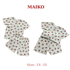 Bộ cotton cộc tay in tràn BÉ TRAI 80-120