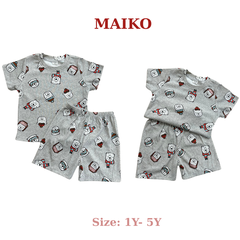 Bộ cotton cộc tay in tràn BÉ TRAI 80-120