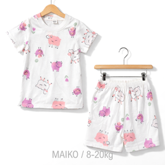 BỘ COTTON CỘC TAY IN TRÀN BÉ GÁI 1-5Y