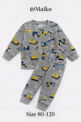 BỘ COTTON DÀI TAY IN TRÀN BÉ TRAI 1-5Y