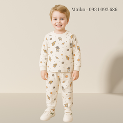 Bộ cotton 4 chiều in hình Bé trai 1 - 5 Tuổi