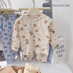 Bộ cotton 4 chiều in hình Bé trai 1 - 5 Tuổi