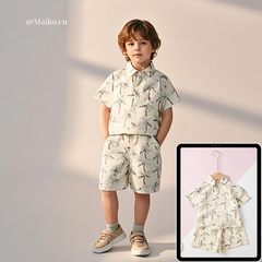 Bộ cotton xốp bé trai 4-10 Tuổi