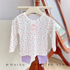 Bộ cotton 4 chiều chấm bi hoa Bé gái size 80/120