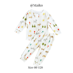 Bộ Borip cotton dài tay Thu - Đông Bé gái từ 1 - 5 Tuổi