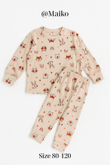 Bộ Borip cotton dài tay Thu - Đông Bé gái từ 1 - 5 Tuổi