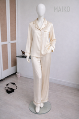 BỘ LỤA PIJAMA DÀI TAY VIỀN TRƠN