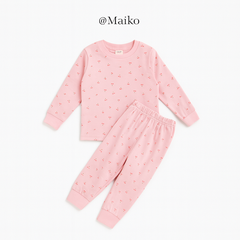 Bộ Borip cotton dài tay Thu - Đông Bé gái từ 1 - 5 Tuổi