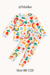 Bộ Borip cotton dài tay Thu - Đông Bé gái từ 1 - 5 Tuổi