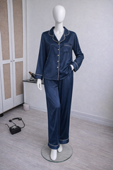 BỘ LỤA PIJAMA DÀI TAY VIỀN TRƠN