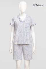 Bộ lụa satin pijama Quần đùi áo cộc tay cao cấp BL395