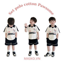 Set polo chữ pawsome size 80-140