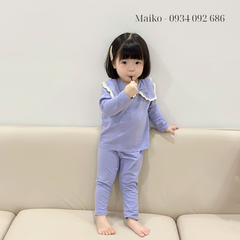 Bộ cotton 4 chiều cổ nơ Bé gái size 80-120