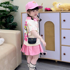 SET CHÂN VÁY XẾP LY + ÁO POLO KÈM MŨ SIZE 90-150