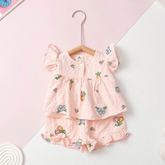 Bộ cotton xốp bé gái 3- 8 tuổi