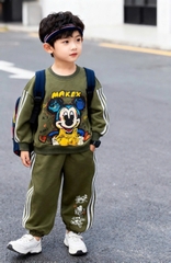 Bộ dài tay bo gấu in Mickey Bé trai/Bé gái sz 110-150